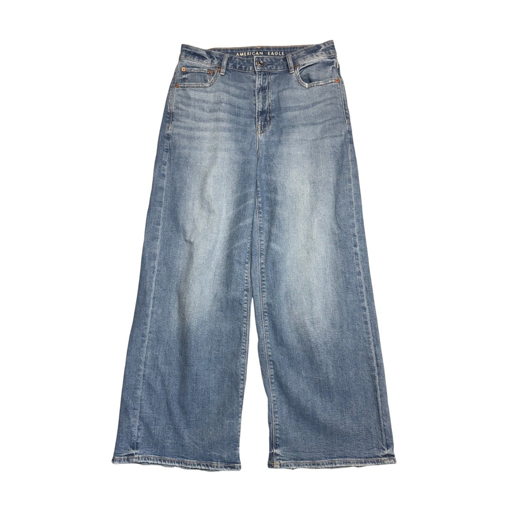 American Eagle Super High-Rise Baggy Wide Leg Jeans Blue Size 6 Short